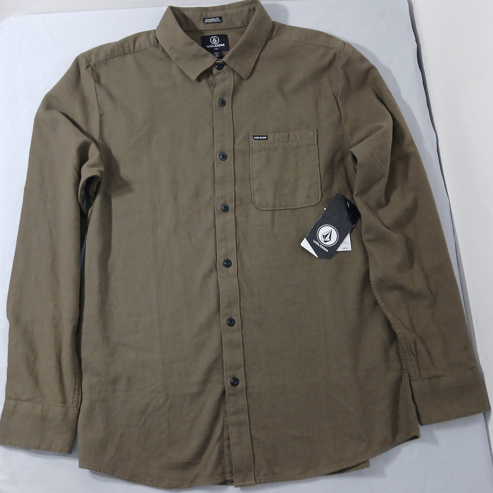 Volcom Men's Olive Button-Up Shirt